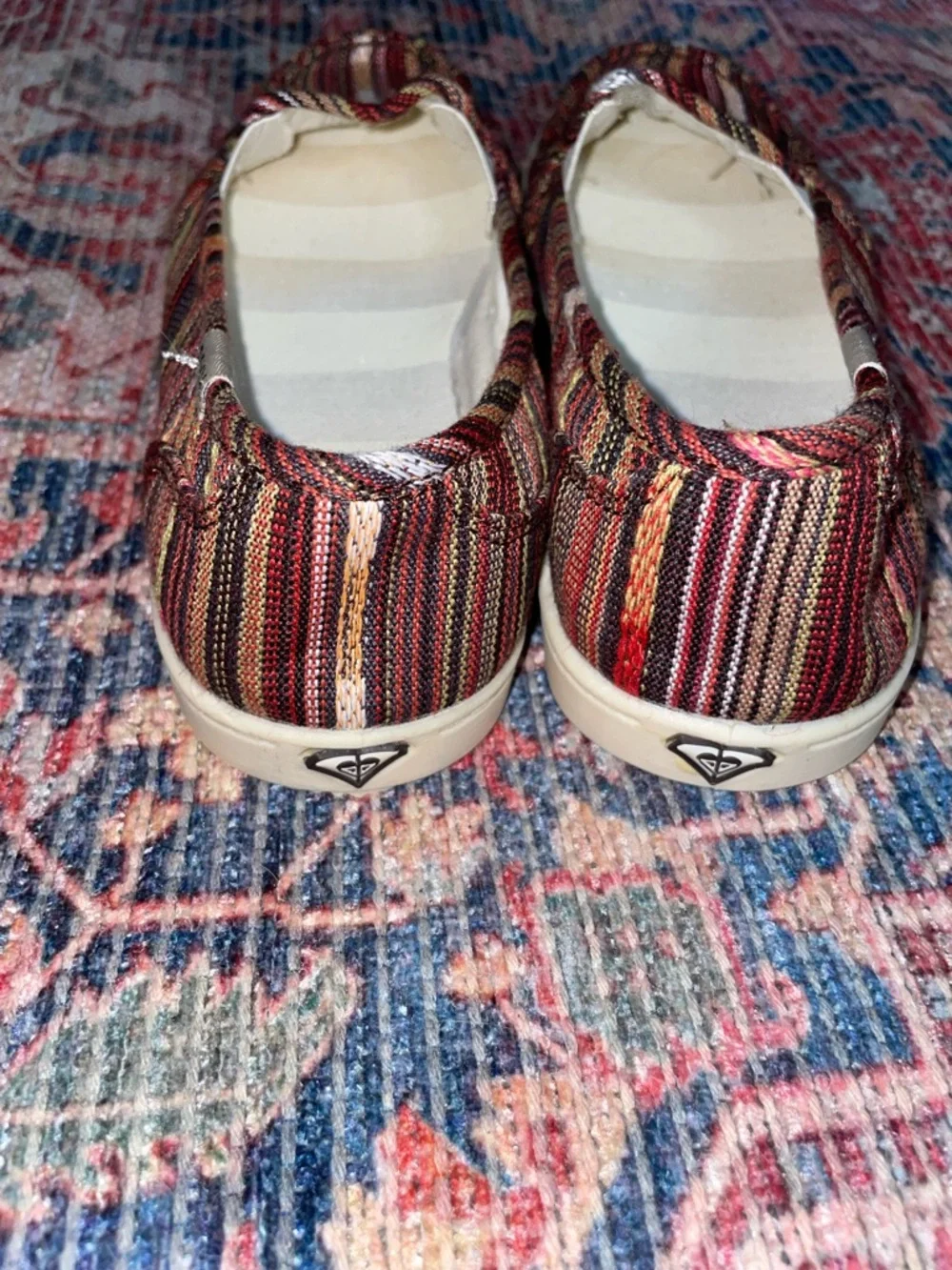 Roxy Minnow Slip-On Woven Striped Loafer / Canvas Boat Shoe